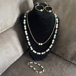 Authentic Amazonite beaded jewelry set